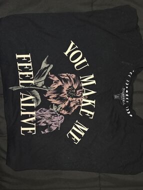 Torrid Black Floral Graphic Tee - "You Make Me Feel Alive"